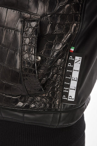 HOMME Bomber SKULL in Coccodrillo con Stampa