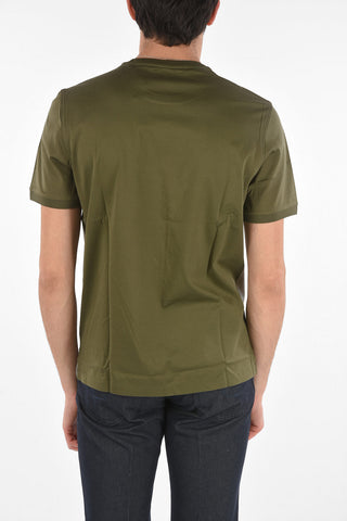 Crew Neck Striped Motif Cotton T-Shirt