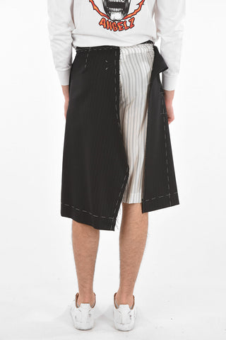 MM10 Skort Gessati in Doppio Tessuto