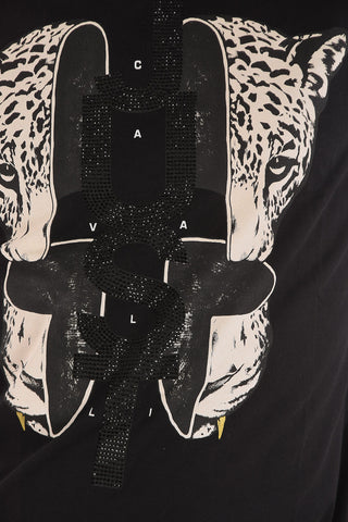 Crew Neck Rhinestone TIGER FACE Printed T-Shirt