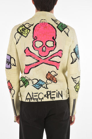 HOMME Crocodile Leather Jacket with Prints
