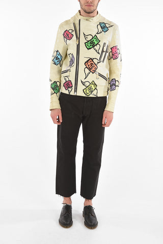 HOMME Crocodile Leather Jacket with Prints