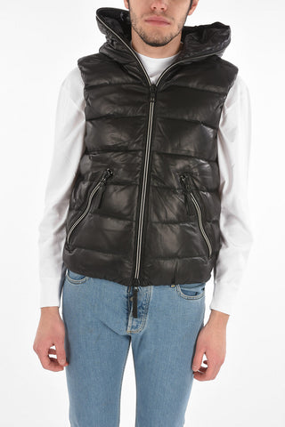 Leather Sleeveless ARISTEOTRE Down Jacket