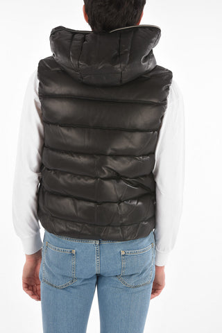 Leather Sleeveless ARISTEOTRE Down Jacket