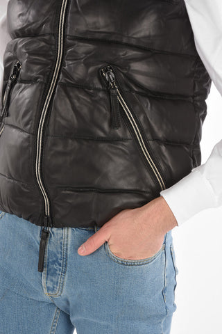 Leather Sleeveless ARISTEOTRE Down Jacket