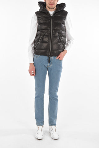 Leather Sleeveless ARISTEOTRE Down Jacket