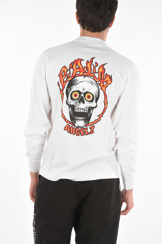 SKULL ON FIRE  TEE LS WHITE MULTICOLOR WHITE MULTICOLOR