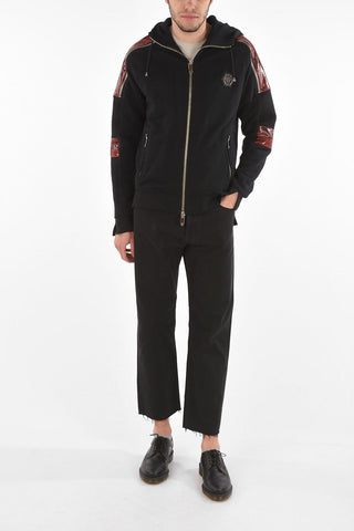HOMME Felpa Biker SO SURREAL con Inserti in Pitone e Cappuccio