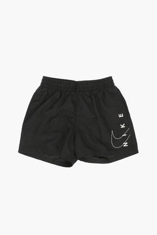 Solid-Color Boxer Swim Trunks with 2 Pockets and Elastic Waist