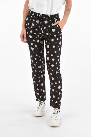 printed silk pants with drawstring waist