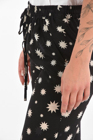 printed silk pants with drawstring waist