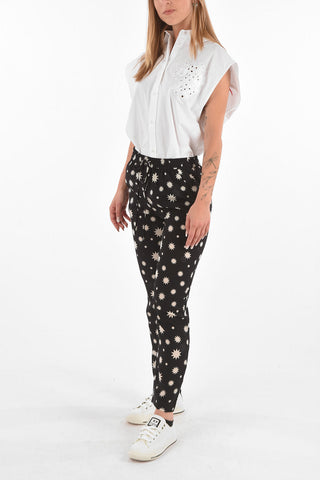 printed silk pants with drawstring waist