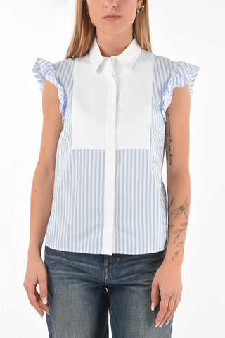 striped shirt with ruffled sleeve