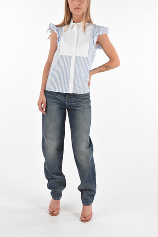 striped shirt with ruffled sleeve