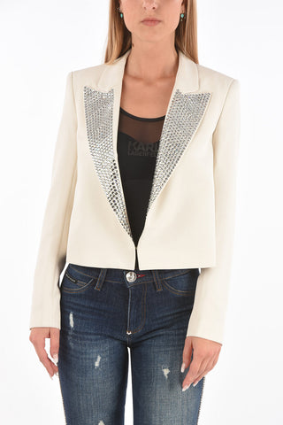 COUTURE Peak Lapel TURNING INTO SILVER Crop Blazer