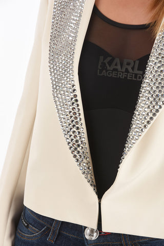 COUTURE Peak Lapel TURNING INTO SILVER Crop Blazer