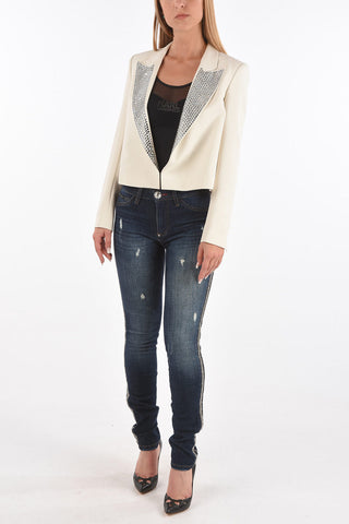 COUTURE Peak Lapel TURNING INTO SILVER Crop Blazer