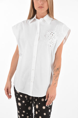 Sleeveless Embroidered Cotton Shirt
