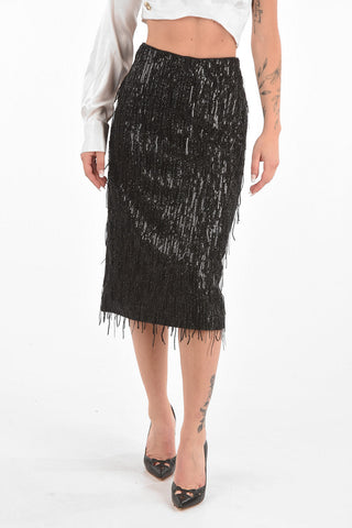sequined ALPINA split-back hem below knee  pencil skirt