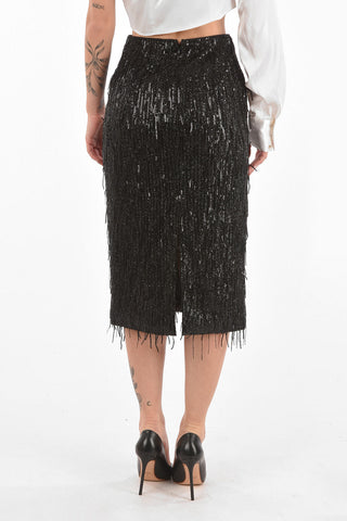 sequined ALPINA split-back hem below knee  pencil skirt