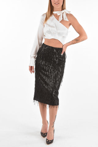 sequined ALPINA split-back hem below knee  pencil skirt
