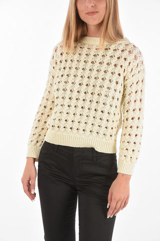 Crew Neck Openwork Pullover