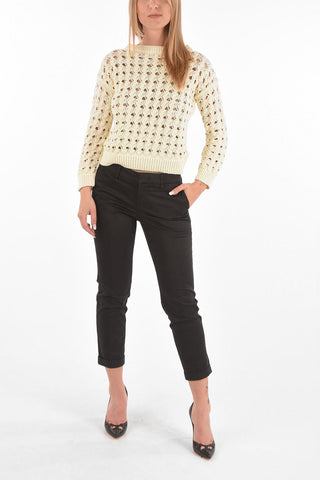 Crew Neck Openwork Pullover