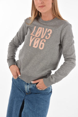 felpa girocollo in cotone con stampa love
