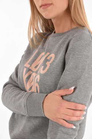 felpa girocollo in cotone con stampa love