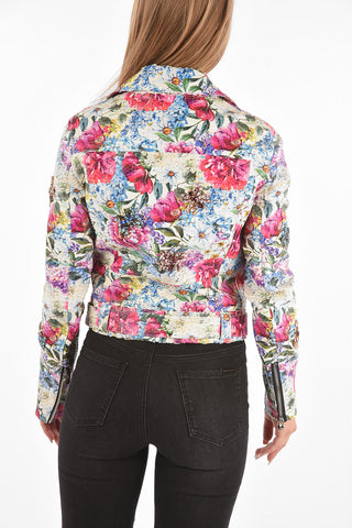 COUTURE Floral Patterned GORGEOUS Python Effect Calfskin Biker Jacket