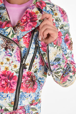 COUTURE Floral Patterned GORGEOUS Python Effect Calfskin Biker Jacket