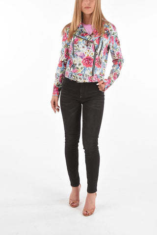 COUTURE Floral Patterned GORGEOUS Python Effect Calfskin Biker Jacket