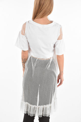 asymmetrical dress with perfored details