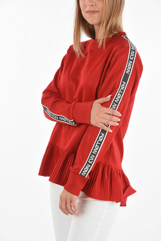 crew-neck sweatshirt with accordion detail