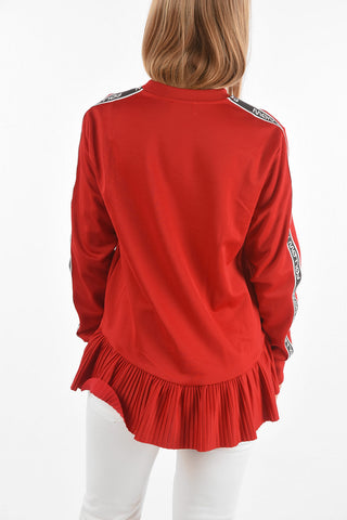crew-neck sweatshirt with accordion detail