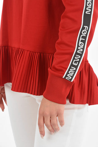 crew-neck sweatshirt with accordion detail