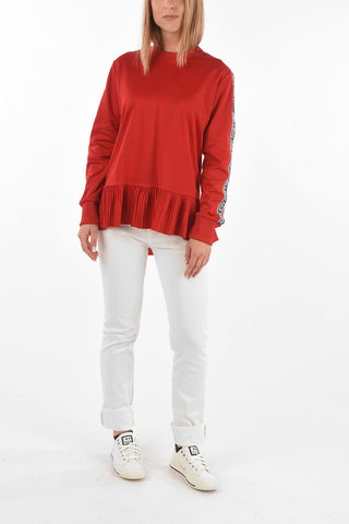 crew-neck sweatshirt with accordion detail