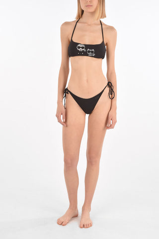solid color KARL & CHOUPETTE tie-side bikini bottom