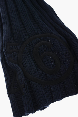 MM6 embroidered logo ribbed scarf