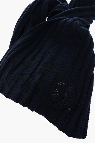 MM6 embroidered logo ribbed scarf