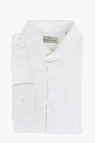 CC COLLECTION Camicia in Trama Honeycomb con Collo Italiano