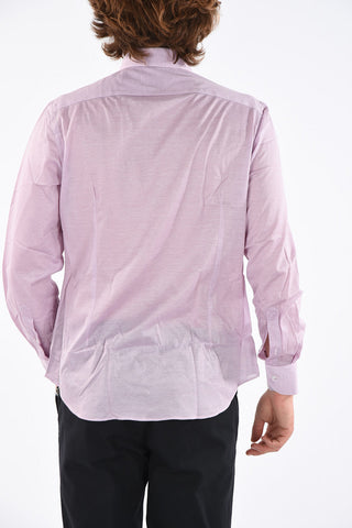 CC COLLECTION SARTORIALE Hopsack Cotton Shirt with Button-down Collar