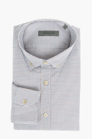 Tattersall Checkered Shirt with Button-down Collar