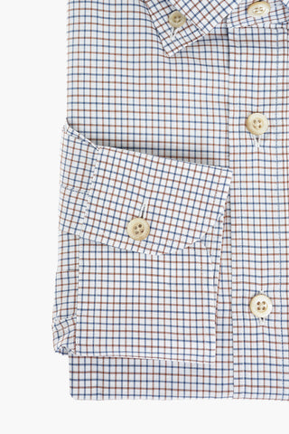Tattersall Checkered Shirt with Button-down Collar