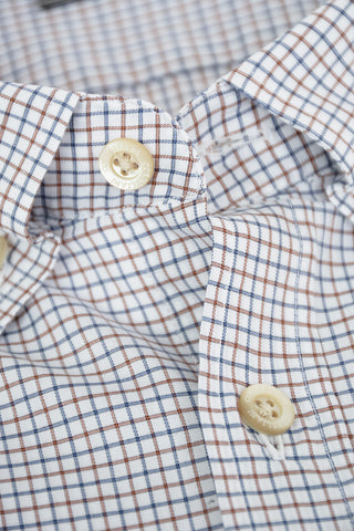 Tattersall Checkered Shirt with Button-down Collar