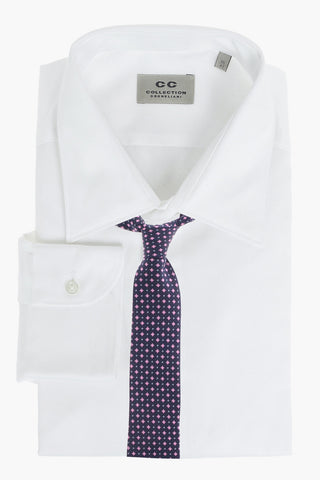 CC COLLECTION Camicia in Motivo Backet Weave con Colletto Ampio