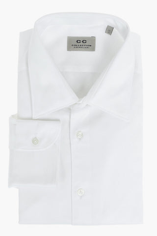 CC COLLECTION Camicia in Motivo Backet Weave con Colletto Ampio