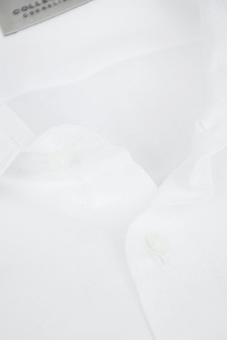 CC COLLECTION Camicia in Motivo Backet Weave con Colletto Ampio