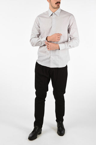 CC COLLECTION Camicia in Motivo Backet Weave con Colletto Ampio