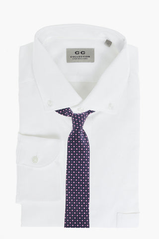 CC COLLECTION Camicia in Motivo Bird's Eye con Colletto Button-down